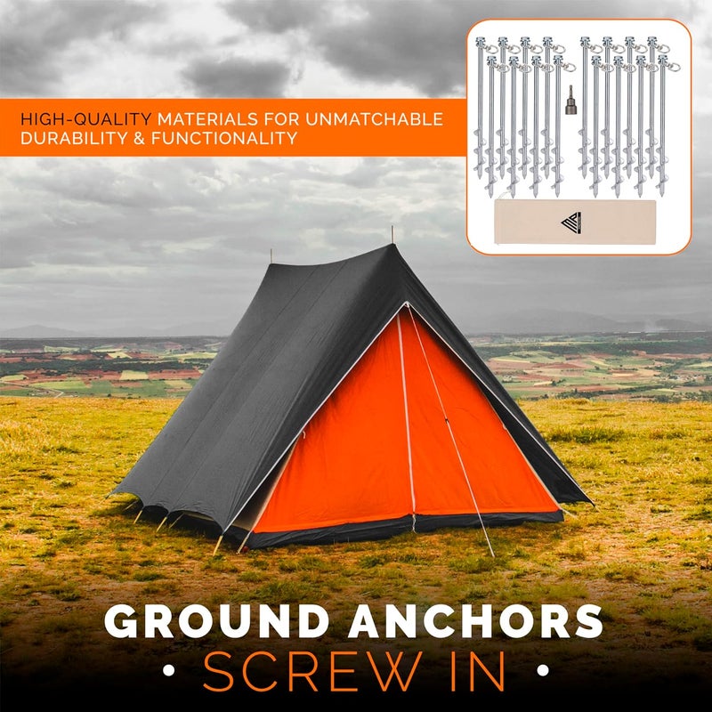 MightyPhine Ground Anchors Screw in - 12" Set of 16 with Drill Bit - Earth Anchors - Ground Stakes Heavy Duty - Mobile Home Anchors - Shed Anchor Kit - Swing Set Anchors - Tree Stakes - Awning Canopy Anchor - Image 2