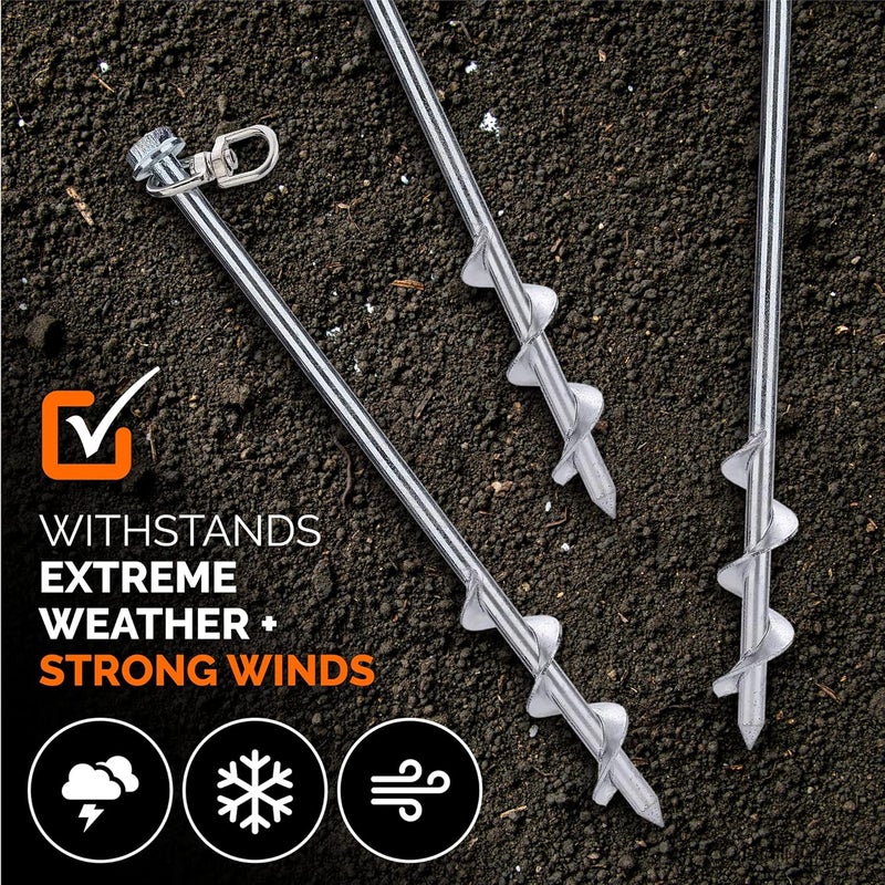 MightyPhine Ground Anchors Screw in - 12" Set of 16 with Drill Bit - Earth Anchors - Ground Stakes Heavy Duty - Mobile Home Anchors - Shed Anchor Kit - Swing Set Anchors - Tree Stakes - Awning Canopy Anchor - Image 4