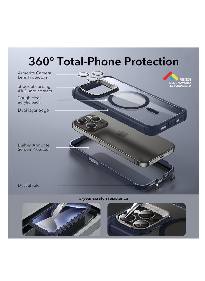 ESR - ESR for iPhone 15 Pro Max Case, Full-Body Shockproof Compatible with MagSafe Cover, 2-Part Tough Magnetic Phone Case with Stand， Exceeds  Protection, Armor Series, Clear Blue - Image 1