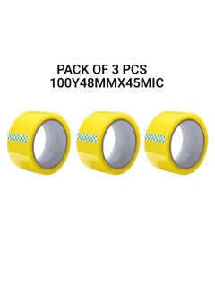 Yuwell Pack Of 3 Pcs Packing Tape For Sealing Parcel Boxes Use For Office Supplies And Home Packing Tape 100Y 48MMX45MIC  - Image 1