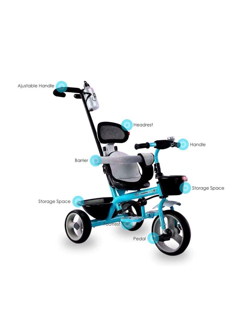 Blue Color Baby cycle for Kids tricycle With push Bar Ride On Tricycle Bike Baby Cycle Toys Kids baby entertainer tricycle With push Bar Cycle  - Image 4