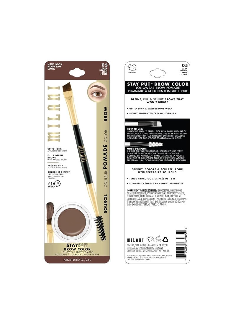 MILANI Milani Stay Put Brow Color - Dark Brown (0.09 Ounce) Vegan, Cruelty-Free Eyebrow Color that Fills and Shapes Brows…  - Image 2