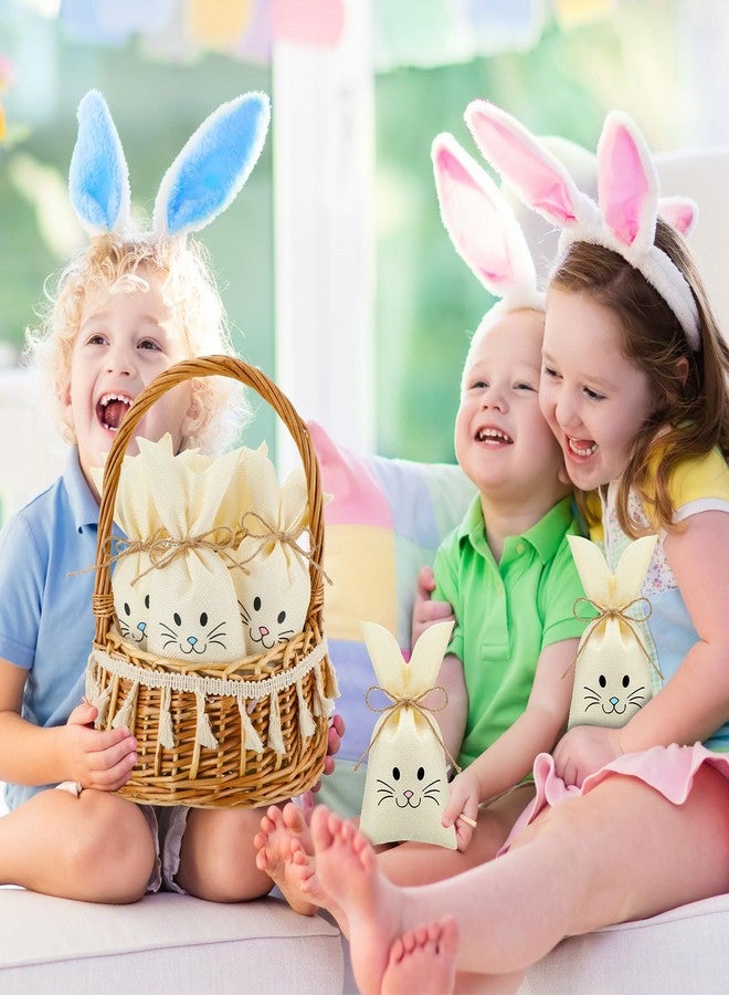SilTriangle 36 Pcs Easter Treat Sacks Bags with Drawstring Bunny Gift Bags Bunny Party Favors Small Burlap Bags for Kids Goody Basket Party Supplies Cookies Candy Chocolate Hunt Stuffer - Image 5