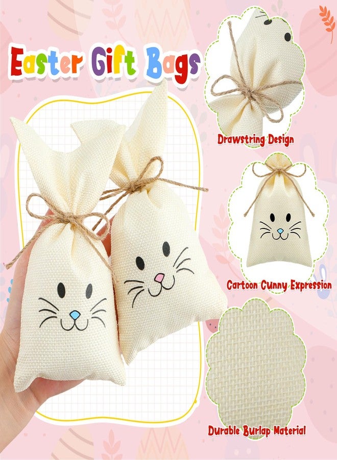 SilTriangle 36 Pcs Easter Treat Sacks Bags with Drawstring Bunny Gift Bags Bunny Party Favors Small Burlap Bags for Kids Goody Basket Party Supplies Cookies Candy Chocolate Hunt Stuffer - Image 3