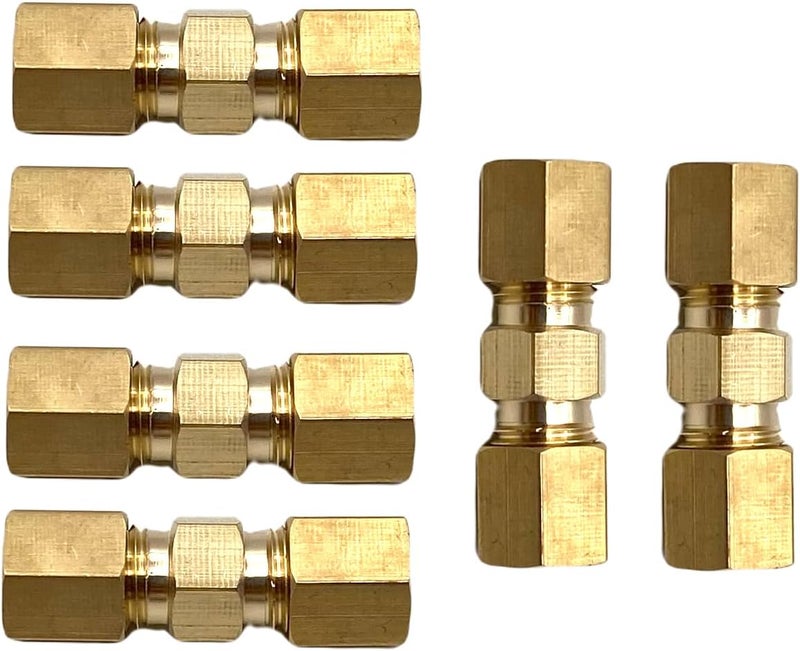 Bumugufu 6 قطع تركيبات أنبوب ضغط نحاسية 3/16 بوصة، 3/16" OD × 3/16" OD تركيبات ضغط نحاسية للتبريد، الماء، الغاز النفطي، والأنظمة الهيدروليكية - Image 4
