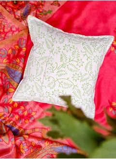 OJARIYA Pine Green Organic Cotton Hand Block Printed Cushion Cover 40 X 40 Cm  - Image 4