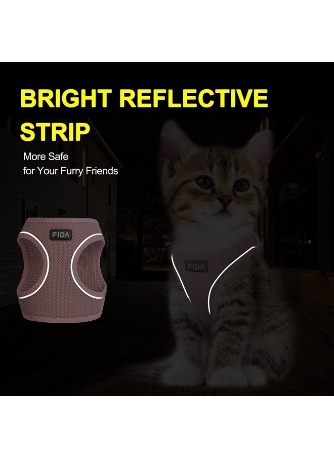 fida - Fida Cat Harness and Leash Set for Walking Kitten and Puppy, Escape Proof Kitten Harness with Breathable Lightweight Soft Mesh, Adjustable Reflective Step-in Design. (XXXS, Pink) - Image 1