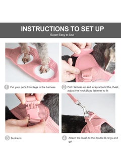 fida Fida Cat Harness and Leash Set for Walking Kitten and Puppy, Escape Proof Kitten Harness with Breathable Lightweight Soft Mesh, Adjustable Reflective Step-in Design. (XXXS, Pink)  - Image 5