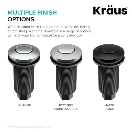 KRAUS Garbage Disposal Air Switch Kit in Spot-Free Stainless Steel with Push Button, AC Adapter, Power Cord, and Air Tube Included, KWDA-100SFS - Image 4
