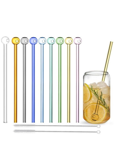Reusable juice straws, borosilicate glass multifunctional straws, high temperature resistance and no deformation, Fruit straws for adults and children, multi-color 20x0.8x0.8cm, with 1 straw brush