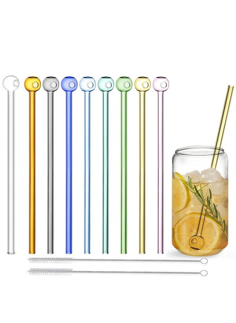 Generic - Reusable juice straws, borosilicate glass multifunctional straws, high temperature resistance and no deformation, Fruit straws for adults and children, multi-color 20x0.8x0.8cm, with 1 straw brush - Image 1