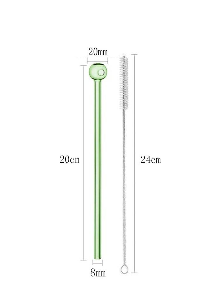 Generic - Reusable juice straws, borosilicate glass multifunctional straws, high temperature resistance and no deformation, Fruit straws for adults and children, multi-color 20x0.8x0.8cm, with 1 straw brush - Image 1