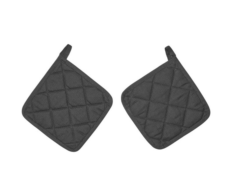 Pot Holders Set of 2, Heat-Resistant Kitchen Gloves, Grey Cotton Potholders for Cooking, Baking and Oven Protection - Image 1