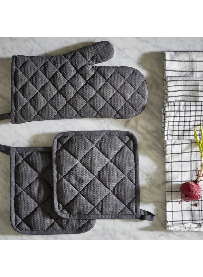 Pot Holders Set of 2, Heat-Resistant Kitchen Gloves, Grey Cotton Potholders for Cooking, Baking and Oven Protection - Image 4