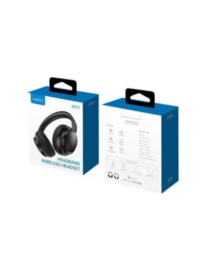 Oteeto OT11 Wireless Headband Headset – Foldable Over-Ear Bluetooth Headphones with Deep Bass, Clear Sound, Long Battery Life, Multi-Functional Controls & Comfortable Cushioned Fit – Blue - Image 5