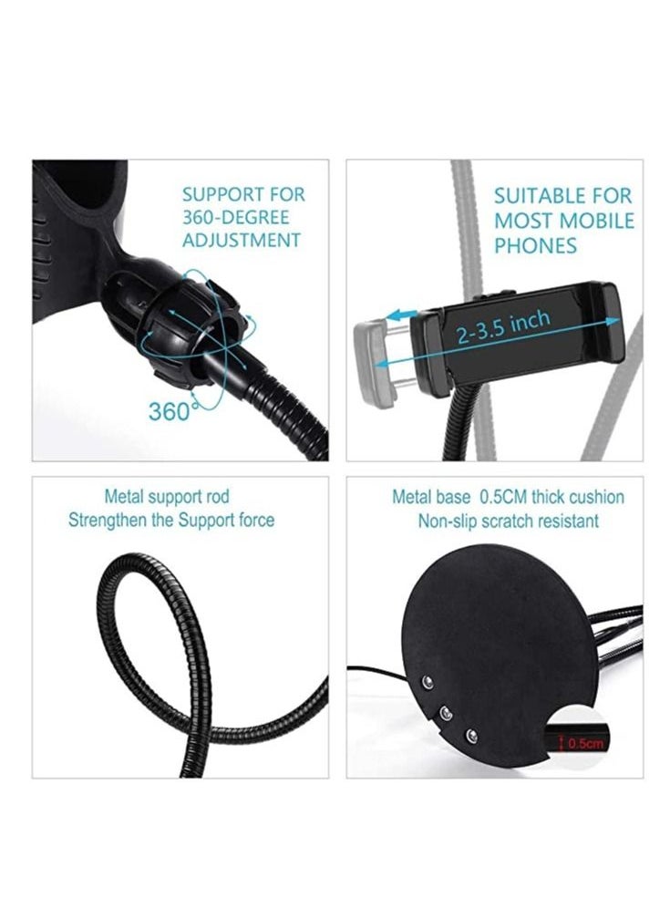 Generic 3 in 1 Professional Live Stream Kit with Small USB Ring Light Mic Holder CellPhone Web Cam Holder Premium Stand For Makeup Video Shoots Live Video Calling And More  - Image 3