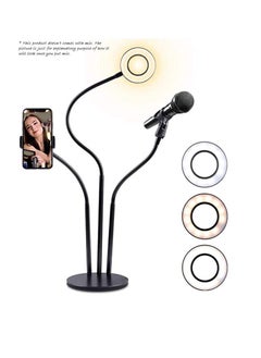 Generic 3 in 1 Professional Live Stream Kit with Small USB Ring Light Mic Holder CellPhone Web Cam Holder Premium Stand For Makeup Video Shoots Live Video Calling And More  - Image 1