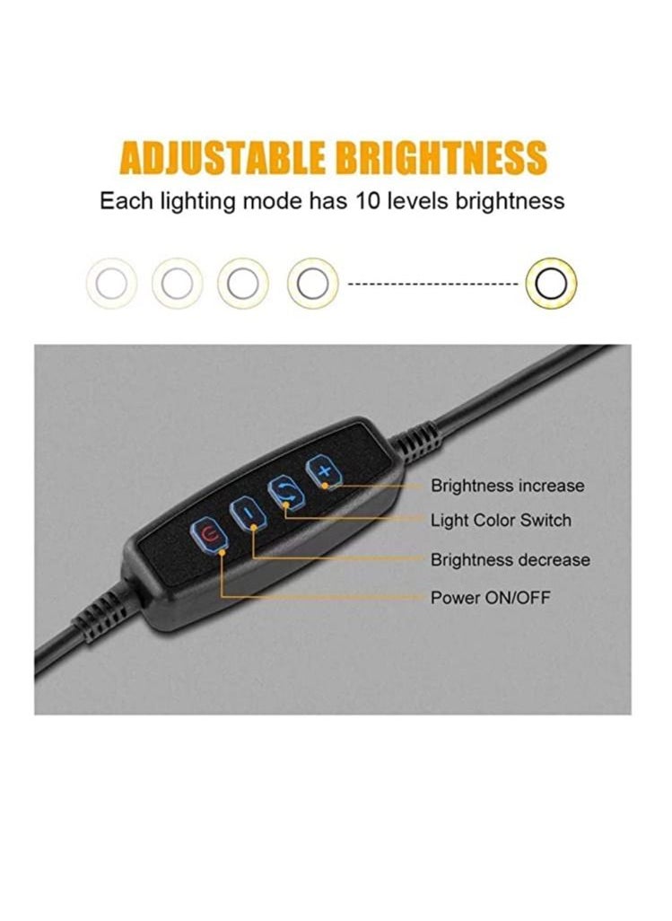 Generic 3 in 1 Professional Live Stream Kit with Small USB Ring Light Mic Holder CellPhone Web Cam Holder Premium Stand For Makeup Video Shoots Live Video Calling And More  - Image 4