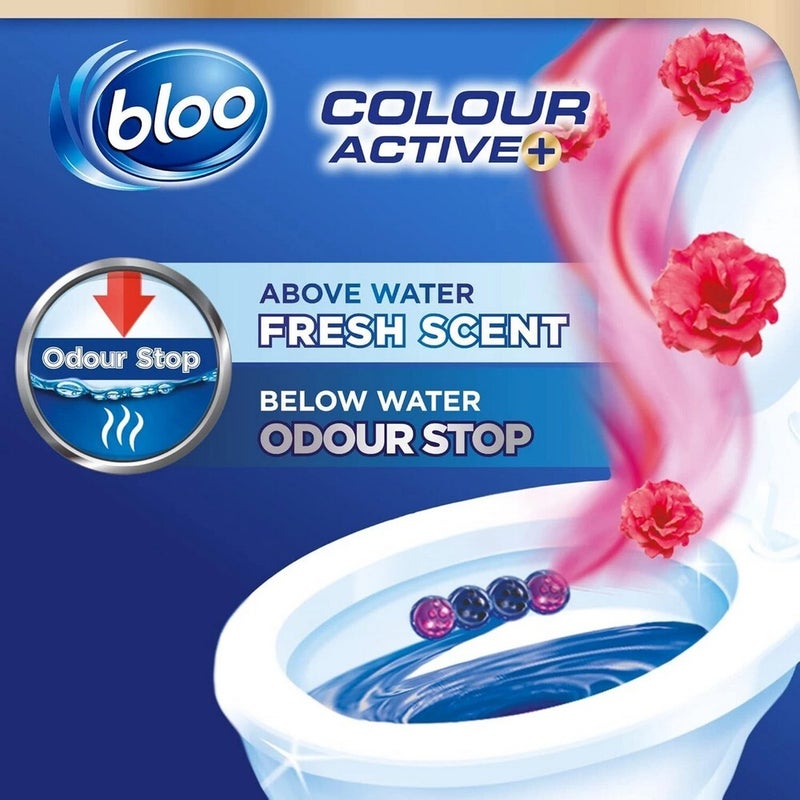 Bloo Colour Active Toilet Block 2x50g Flower Scent – Rim Hanger Freshener for Toilet Cleaning, Stain Removal & Long-Lasting Fragrance - Image 4