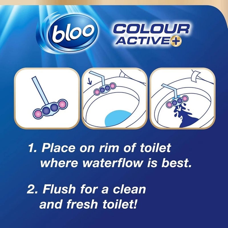 Bloo Colour Active Toilet Block 2x50g Flower Scent – Rim Hanger Freshener for Toilet Cleaning, Stain Removal & Long-Lasting Fragrance - Image 5