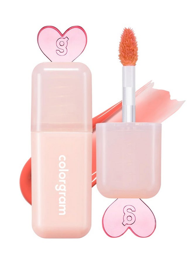 COLORGRAM - COLORGRAM Juicy Drop Tint 02 Peach Dew | Juicy Lip Gloss, Glowing Lip Stain with Fruity Colors, Buildable & Blendable, Highly Pigmented - Image 1