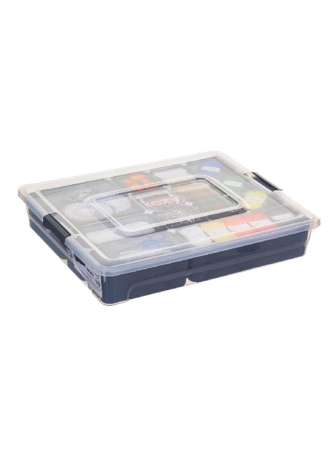 Five Simply Smart Samba Durable Polypropylene Storage Compartment Box Clear and Black 4.8 L 160428  - Image 1