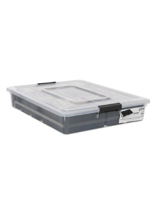 Five Simply Smart Samba Durable Polypropylene Storage Compartment Box Clear and Black 4.8 L 160428  - Image 2