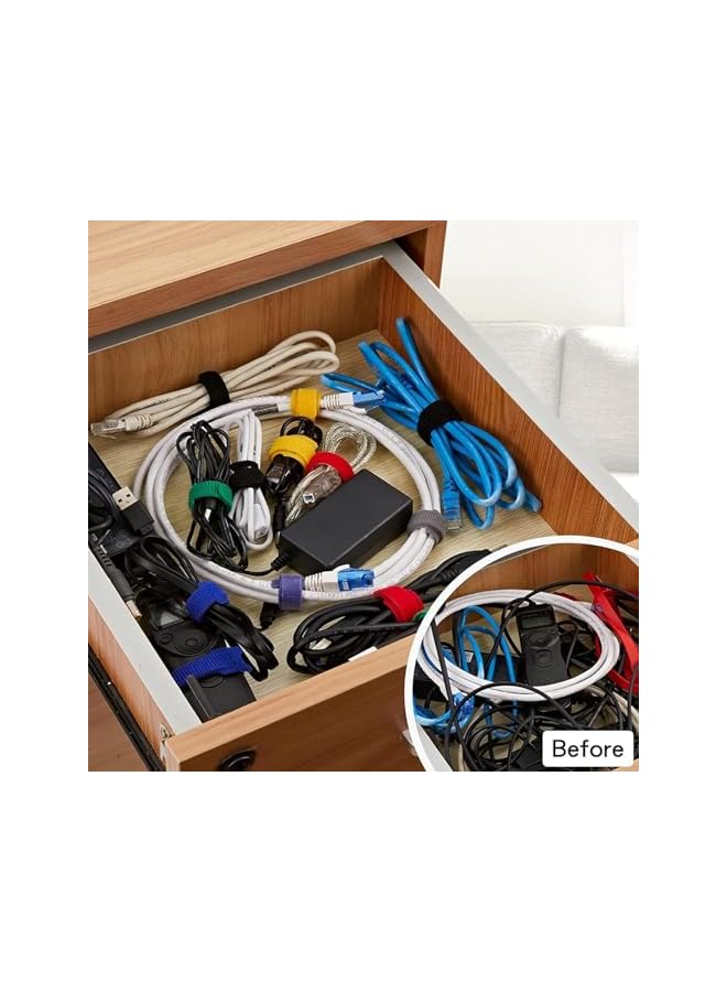 PROMASS Fastening Cable Ties Reusable 5inch Adjustable Wire Ties Strap Cable Management Tidy 60pcs Cord Ties Cord Organizer Wire Tie (Grey, Black, White) - Image 5