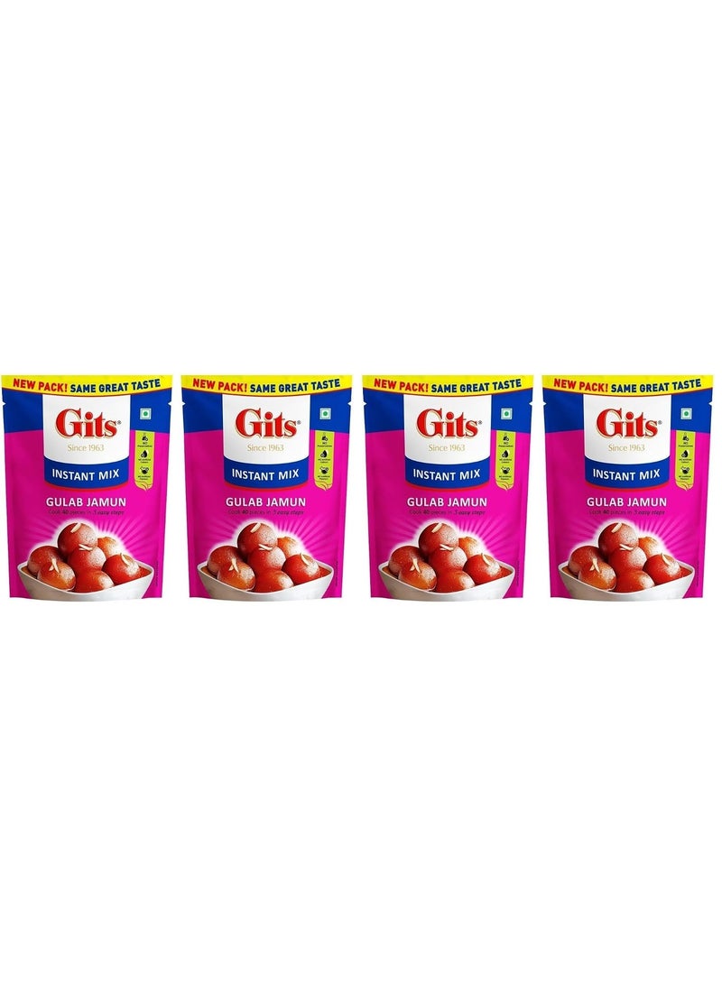 Gits Instant Gulab Jamun Dessert Mix, Makes 40 per Pack, Pure Veg, Delicious Indian Dessert and Mithai, 400g (Pack of 4, 200g Each), White - Image 1