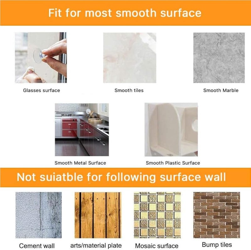 خطافات شفافة قوية بكؤوس شفط مقاس 40 مم من السيليكون المدوّر مع صامولة مخرّمة 8 قطع - Image 4