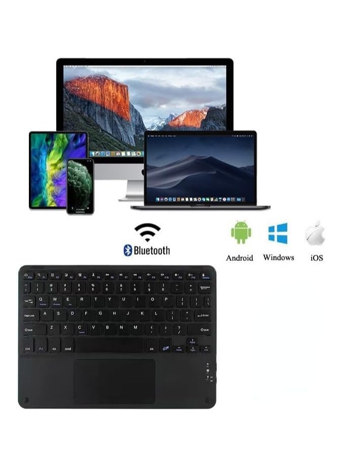 general Arabic and English Keyboard Cover Case Compatible with Honor Pad X9 11.5 inch 2023, Leather Tablet Protective Cover with Wireless Removable Bluetooth Keyboard & Trackpad Mouse - Image 2