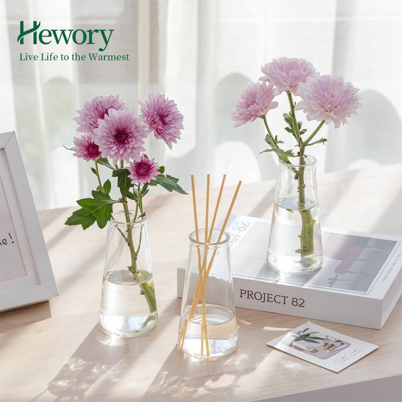 Hewory Glass Bud Vases for Centerpieces: Small Clear Modern Flower Vase Set of 12, Minimalist Cute Mini Decorative Bulk Vases for Wedding Birthday Bridal Shower Party Events Dining Room Table Decor - Image 5