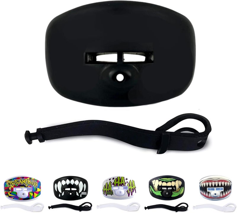 DAMAGE CONTROL Pacifier Mouthpiece – Football Mouthguard with Helmet Strap, Protects Teeth, Jaw & Mouth – Mouth Piece for Sports, No Boiling, Allows Airflow – Gear for Adults & Youth (Black) - Image 1