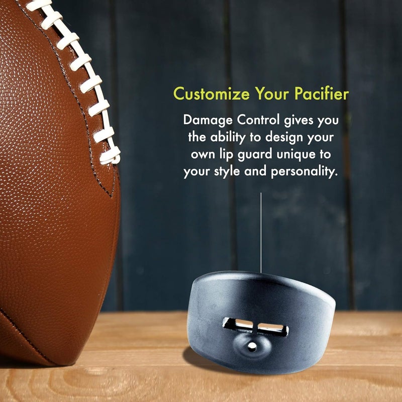DAMAGE CONTROL Pacifier Mouthpiece – Football Mouthguard with Helmet Strap, Protects Teeth, Jaw & Mouth – Mouth Piece for Sports, No Boiling, Allows Airflow – Gear for Adults & Youth (Black) - Image 5