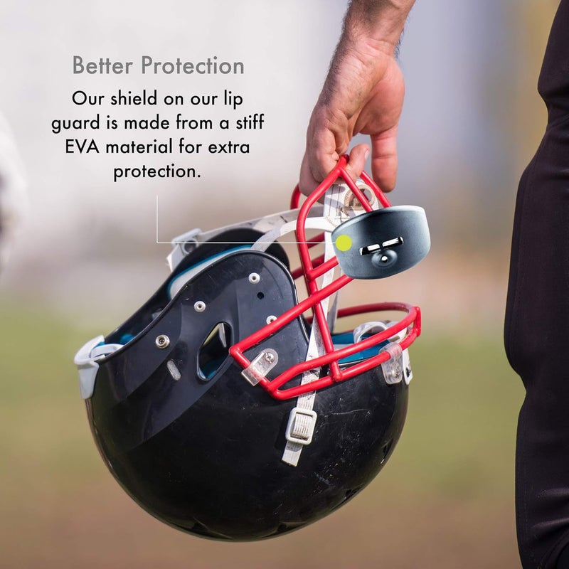 DAMAGE CONTROL Pacifier Mouthpiece – Football Mouthguard with Helmet Strap, Protects Teeth, Jaw & Mouth – Mouth Piece for Sports, No Boiling, Allows Airflow – Gear for Adults & Youth (Black) - Image 4