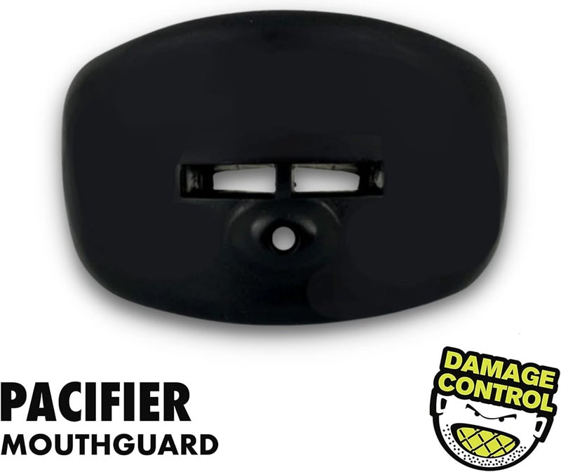 DAMAGE CONTROL Pacifier Mouthpiece – Football Mouthguard with Helmet Strap, Protects Teeth, Jaw & Mouth – Mouth Piece for Sports, No Boiling, Allows Airflow – Gear for Adults & Youth (Black) - Image 3