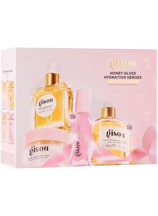 جيسو مجموعة Gisou المكونة من 4 قطع: أبطال الترطيب بلمعان العسل (Honey Gloss Hydration Heroes) – لمعان فائق للشعر والشفاه. - Image 2