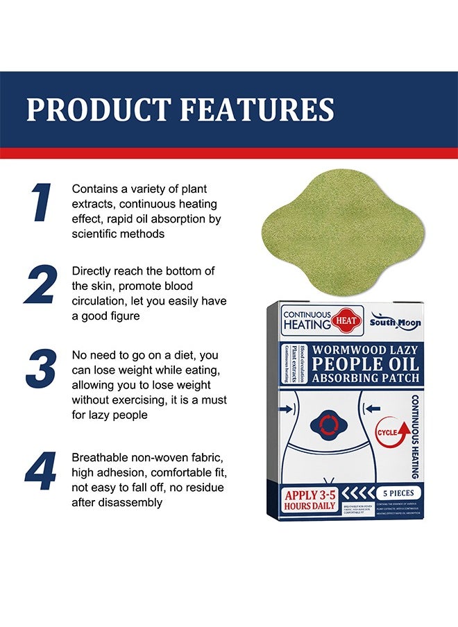 SOUTH MOON Wormwood Lazypeople Oil Absorbing Pieces ，Natural Belly Button Plaster For Weight Loss, Detox Patch The Belly, Body Shaping Stickers 5 Pieces  - Image 2