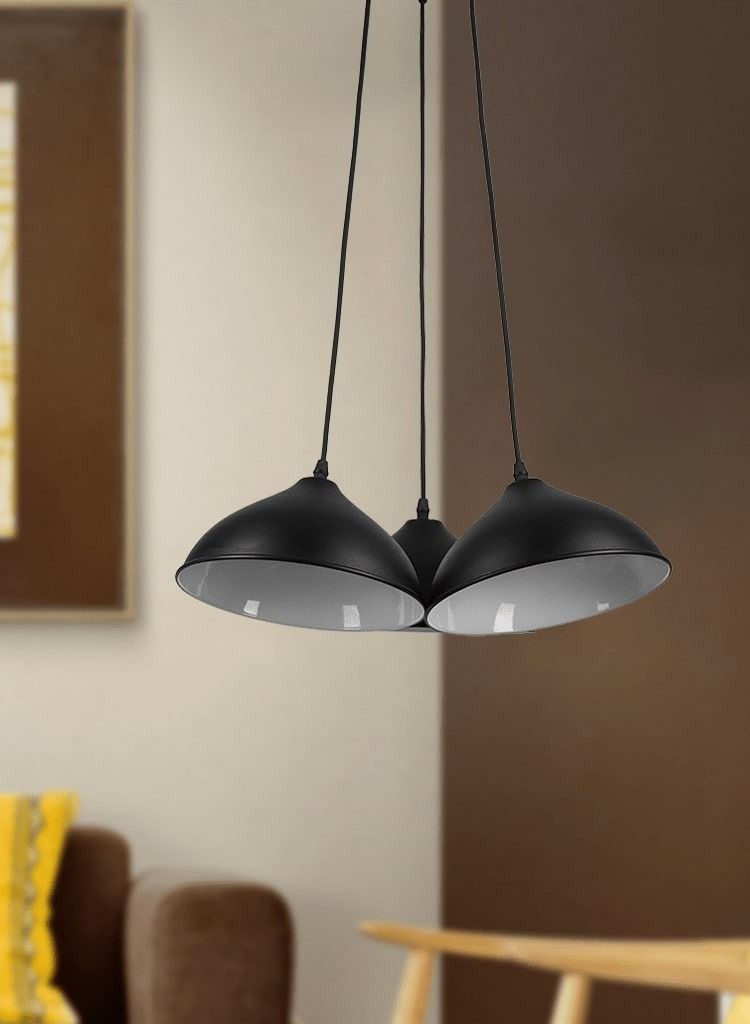 El Rawda Lighting Trio Ceiling Lamp | modern decorative LED E27 pendant light ceiling lamp hanging | suitable for any room | Color: Black | Size: 70x45 cm - Image 2