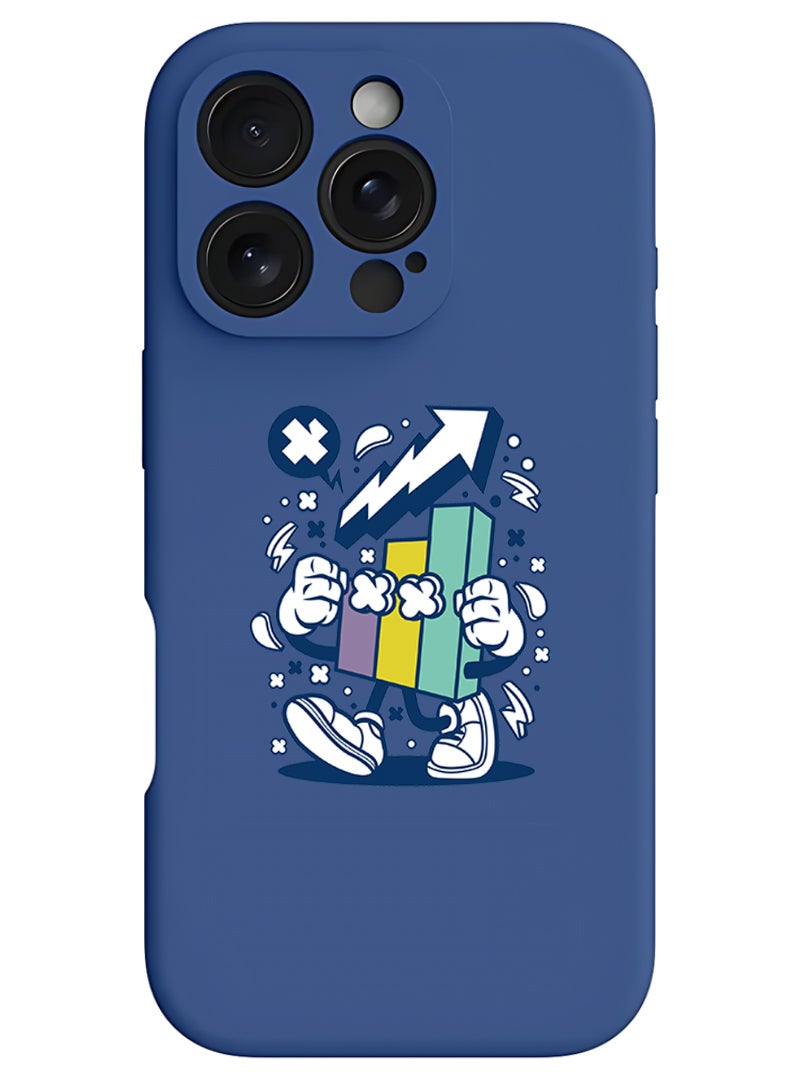 Theodor iPhone 16 Pro Blue Protective Slim Fit Case Liquid Silicone Cover with Full Body Protection Anti-Scratch Shockproof Case For iPhone - Stocks Market 2 - Image 1