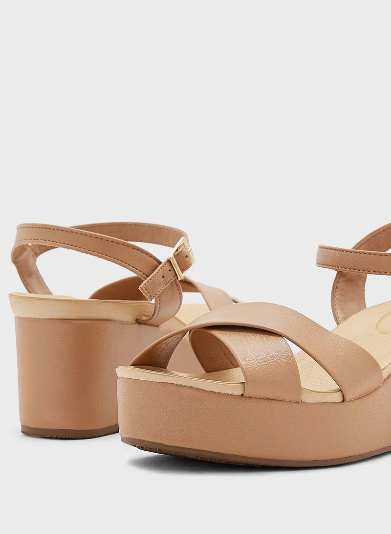 Beira Rio Teagan Multi Strap High Heel Wedge Sandals