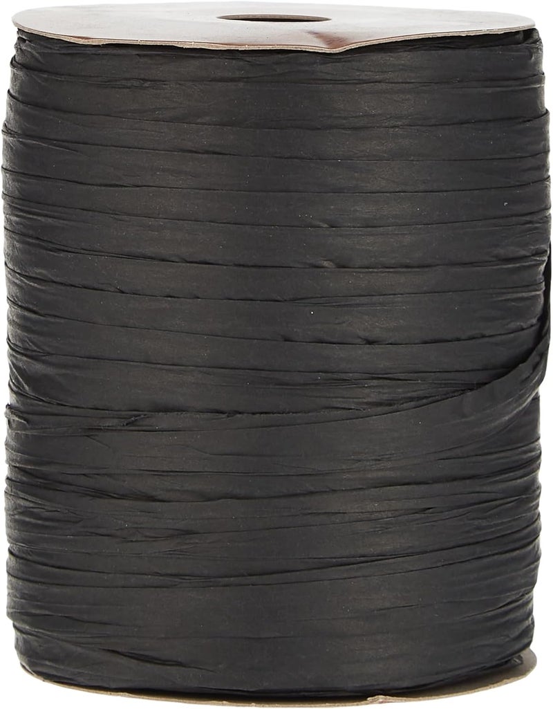 Berwick Offray Matte Black Raffia Ribbon, 1/4'' Wide, 100 Yards, 7MM - Image 1