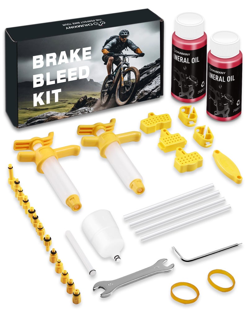 CHUMXINY Brake Bleed Kit for Shimano, TEKTRO, TRP Hydraulic Disc Brakes. Mountain Bike Brake Bleed Kit Includes Transparent Funnel, 120ML Mineral Oil Brake Fluid. - Image 1