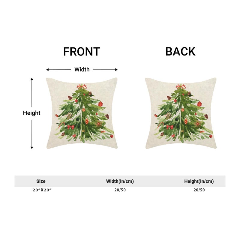 AEIOAE Watercolor Green Tree Pillow Covers 20x20 Inch Set of 2 Nature Forest Decorative Throw Pillows Farmhouse Linen Christmas Winter Pillow Case for Couch Sofa Bedroom Outdoor Decor - Image 2