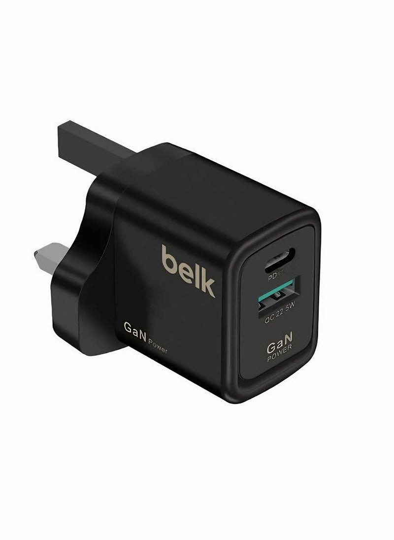 Belk Smart Charger 20W PD+QC: Fast Charge for Two Devices Simultaneously Black