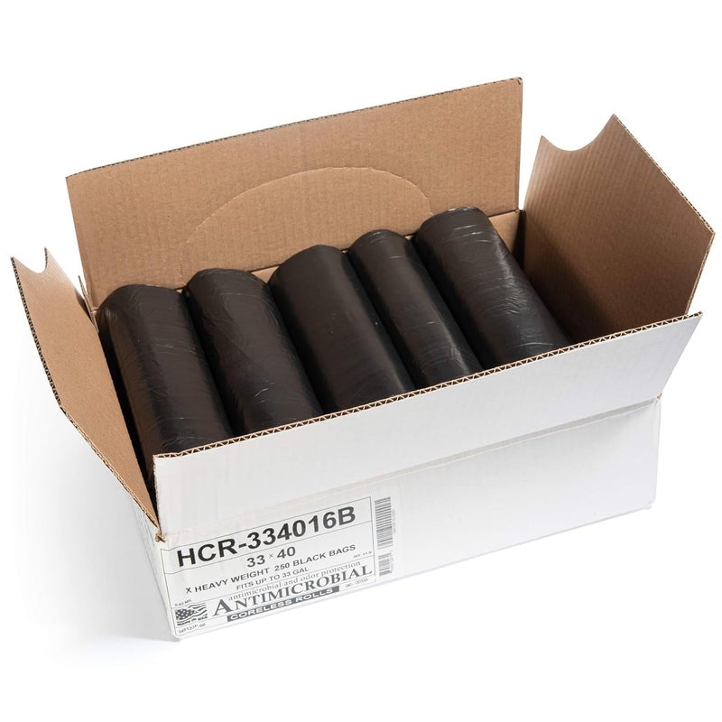 Aluf Plastics High Density Trash Bags, 33 Gallon, 250 Count, 16 Micron (eq), 33" x 40", Black, for Bathroom, Office, Industrial, Commercial, Janitorial, Municipal, Recycling - Image 2