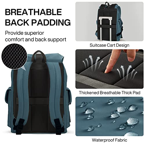 mixi Travel Laptop Backpack for Women & Men Carry On Backpack fits 16'' Laptop, Waterproof Lightweight Casual Weekender Bags Rucksack,17 Inch, Abyssal Green - Image 5