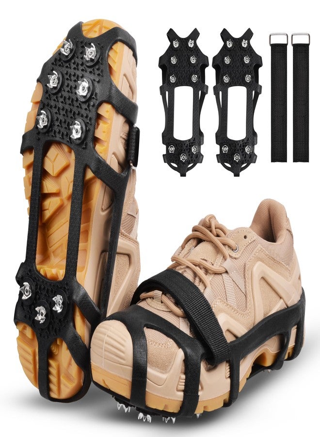 OROOTL Ice Cleats Crampons for Snow and Ice Non Slip Traction Grippers Over Shoes/Boots Walk Cleats Slip-on Stretch Footwear with 9 Tooth Steel Nails for Men Women Ice Fishing Climbing Hiking Walking - Image 1