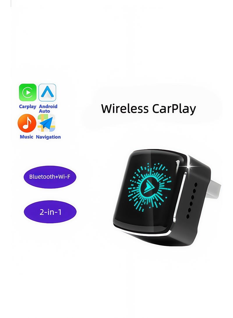New Dazzling-Light Wireless CarPlay/Android Auto Adapter: Smart In-Car Connectivity Box .Wireless auto-connect in 10s, enjoy lag-free navigation & music with stunning seven-color ambient light - Image 1