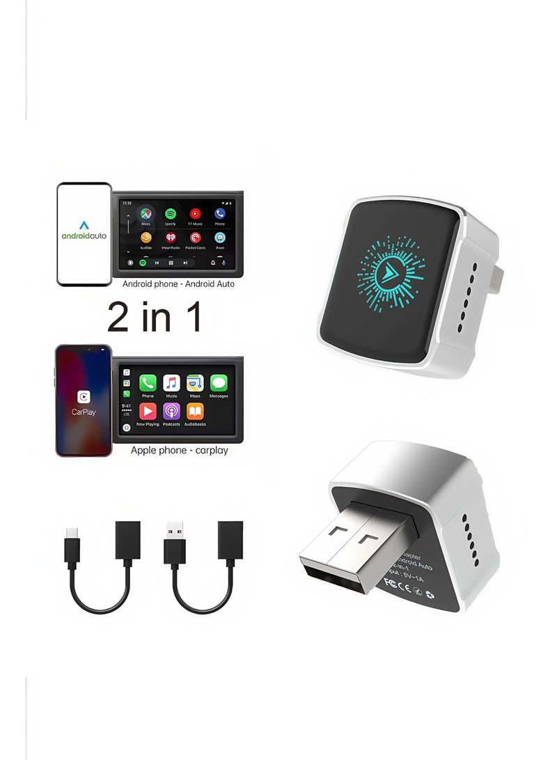 New Dazzling-Light Wireless CarPlay/Android Auto Adapter: Smart In-Car Connectivity Box .Wireless auto-connect in 10s, enjoy lag-free navigation & music with stunning seven-color ambient light - Image 2